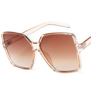 Transparent Brown Beige Tan Large Square Oversized Sunglasses NEW SALE 2 FOR 15